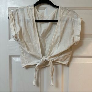 Princess Polly linen wrap crop top
